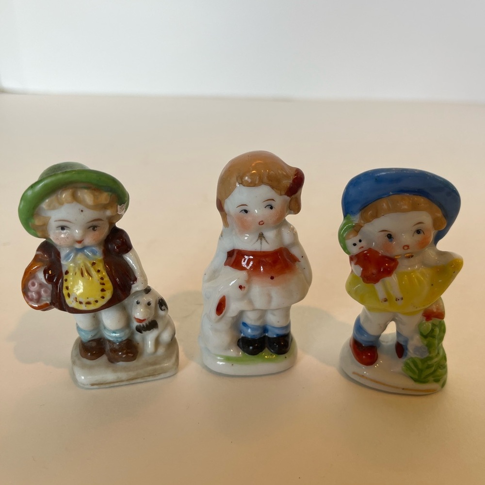 Vintage Porcelain Three Little Girl Figurines Made in Occupied Japan